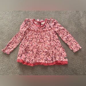 Matilda Jane Youth 6 Pink Floral Kids Long Sleeve Ruffle Blouse with Bow